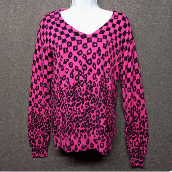Volcom Checkerboard Leopard V Neck Moments Sweater - Picture 1 of 6
